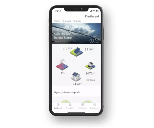 SMA Energy app on a phone